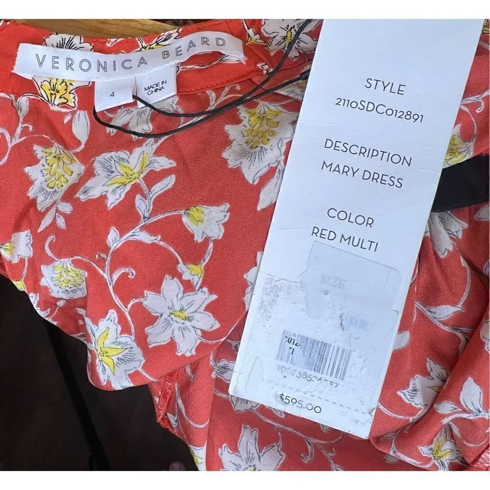 Veronica Beard Mary Dress in Red Floral NWOT Size 2